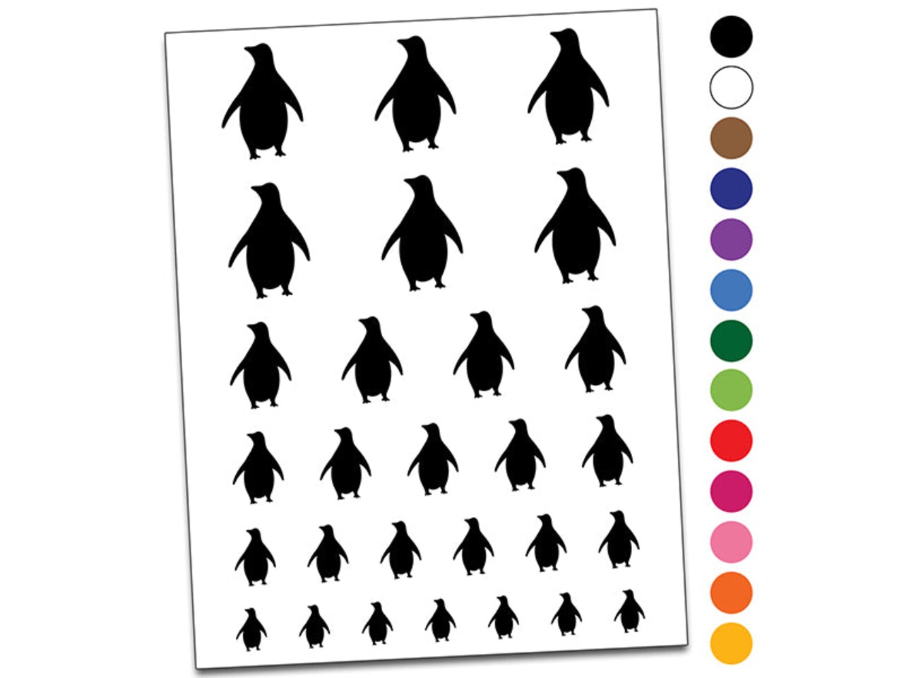 Chill Penguin Silhouette Temporary Tattoo Water Resistant Fake Body Art Set Collection